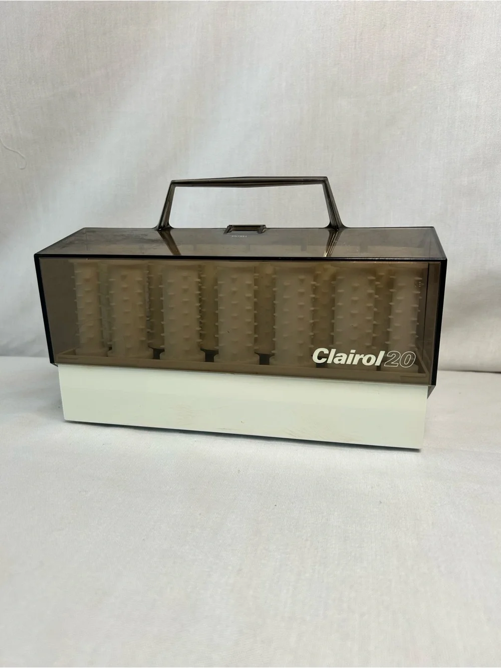 Clairol 20 Roller Storage Case in Brown and White - Portable Hair Organizer
